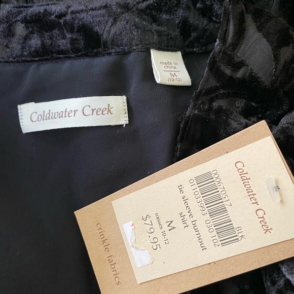 Coldwater Creek Tie Sleeve Burnout Shirt Size Medium New - Picture 5 of 6